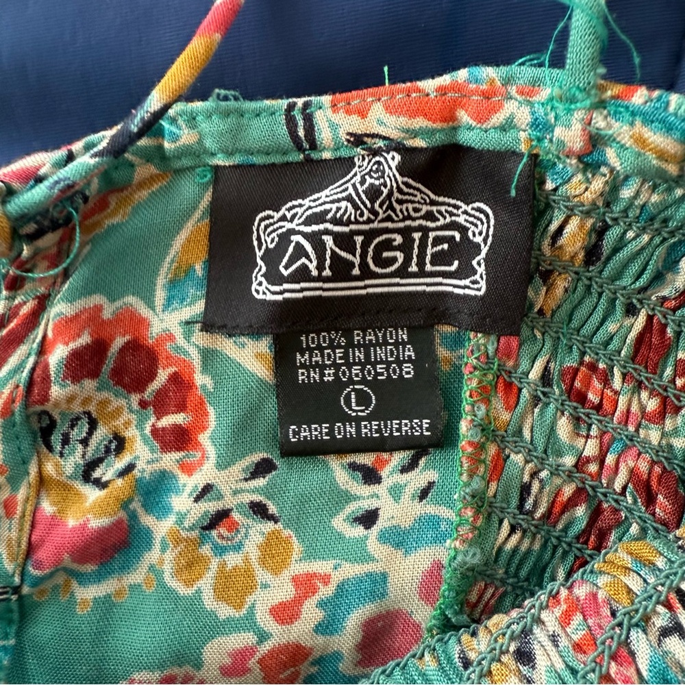 Angie Floral Maxi Dress in Teal and Red, Size L - Picture 5 of 8